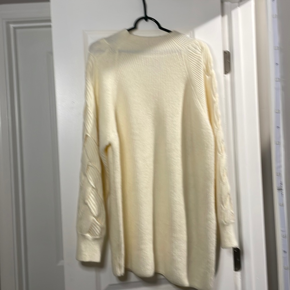 Express side slanted cozy sweater the braided sleeves